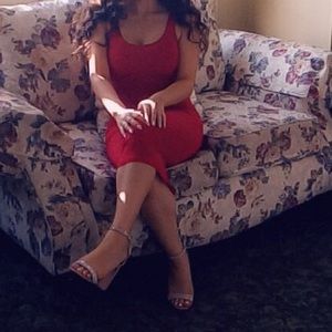 fashion nova red midi dress